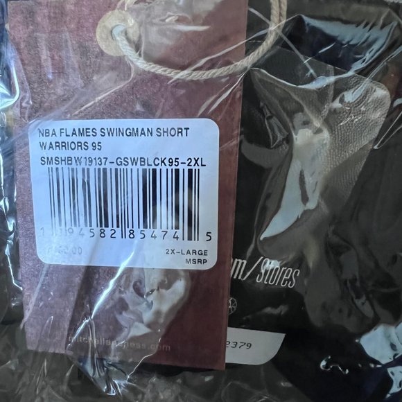 Men's Mitchell & Ness NBA Golden State Warriors Black 95 Flames Swingman Shorts - Picture 8 of 9